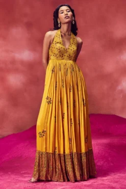 Punit Balana Yellow Embellished Dress