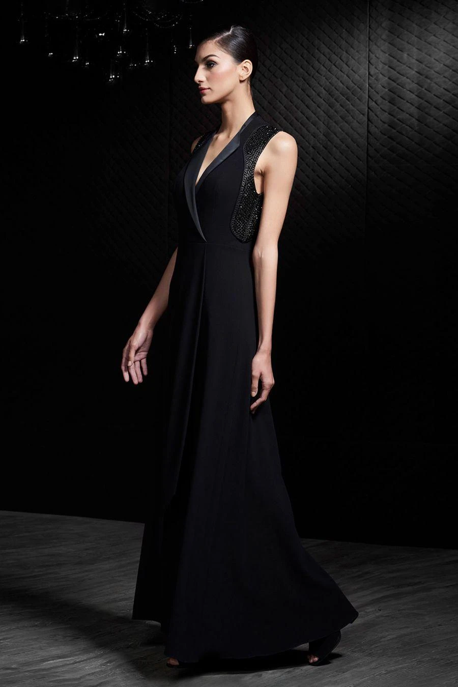 Rohit Gandhi + Rahul Khanna Omega Black Overlap Dress 2 Rohit Gandhi + Rahul Khanna Omega Black Overlap Dress - Image 2