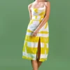Bennch Yellow Graffiti Print Slip Dress