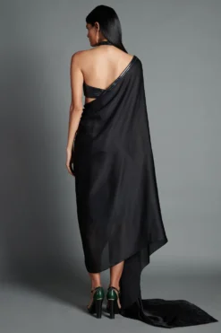Amit Aggarwal Black Halter Neck Draped Dress 5 Amit Aggarwal Black Halter Neck Draped Dress -Inca Clothing Shop 086 blk 3