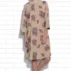 Umbar Beige Floral Embroidered Tunic Dress
