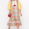 Rara Avis Yellow Checkered Hand Embellished Dress