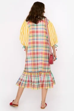 Rara Avis Yellow Checkered Hand Embellished Dress -Inca Clothing Shop 0902ra01 4