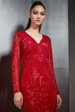 Rohit Gandhi + Rahul Khanna Claret Red Embellished Dress -Inca Clothing Shop 0911rg32 3