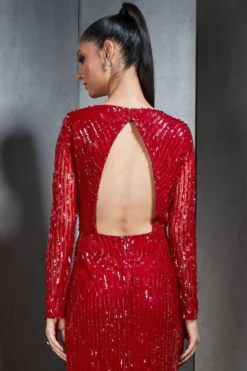 Rohit Gandhi + Rahul Khanna Claret Red Embellished Dress -Inca Clothing Shop 0911rg32 4