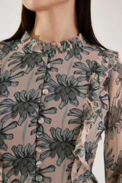 KoAi Peach And Olive Floral Short Dress -Inca Clothing Shop 100823ki03 4