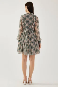 KoAi Peach And Olive Floral Short Dress -Inca Clothing Shop 100823ki03 5