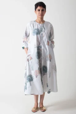 SUKETDHIR White Printed Poplin Shirt Dress -Inca Clothing Shop 101sd34 3