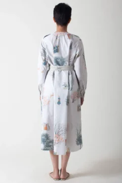 SUKETDHIR White Printed Poplin Shirt Dress -Inca Clothing Shop 101sd34 5