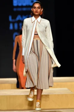 Bodice Ivory Poplin Shirt Dress