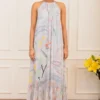 Varun Bahl Pret Ice Blue Floral Printed Maxi Dress