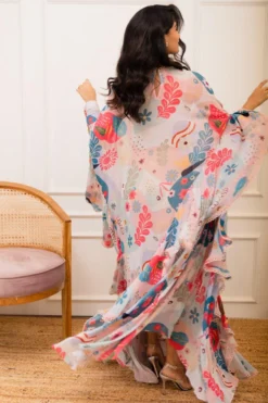 Varun Bahl Pret Multicoloured Amoeba Printed Ruffle Cape Dress -Inca Clothing Shop 111vb21 5