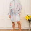 Varun Bahl Pret Ice Blue Floral Printed Shirt Dress