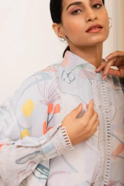 Varun Bahl Pret Ice Blue Floral Printed Shirt Dress -Inca Clothing Shop 111vb5 4