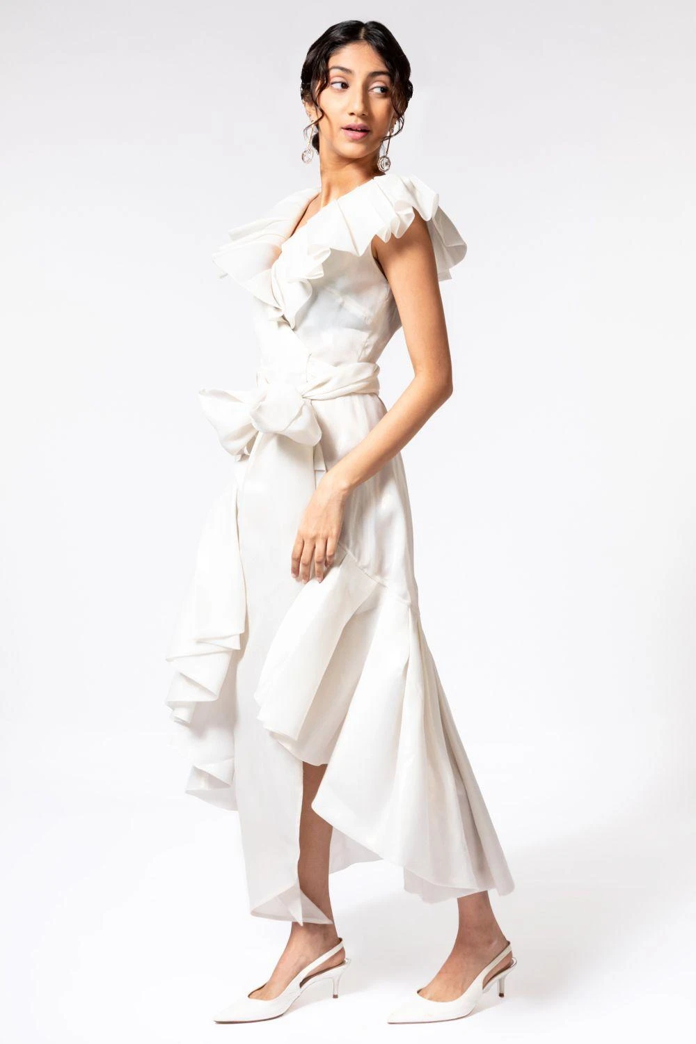 Gauri & Nainika Bubble Ivory Ruffle Wrap Dress 2 Gauri & Nainika Bubble Ivory Ruffle Wrap Dress - Image 2