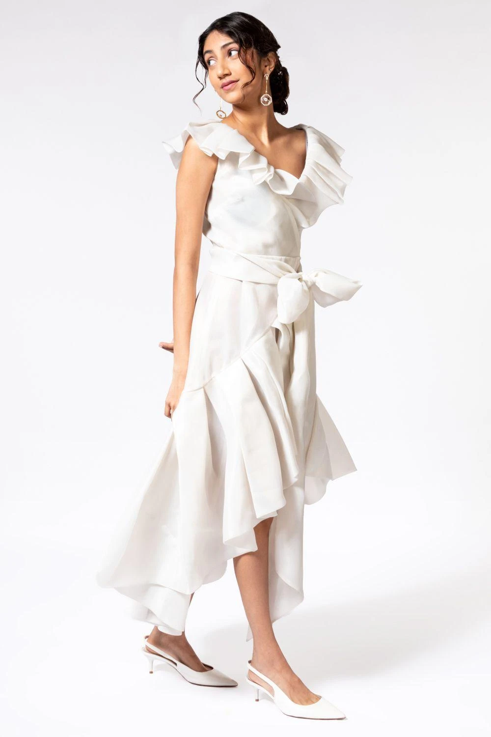 Gauri & Nainika Bubble Ivory Ruffle Wrap Dress 3 Gauri & Nainika Bubble Ivory Ruffle Wrap Dress - Image 3