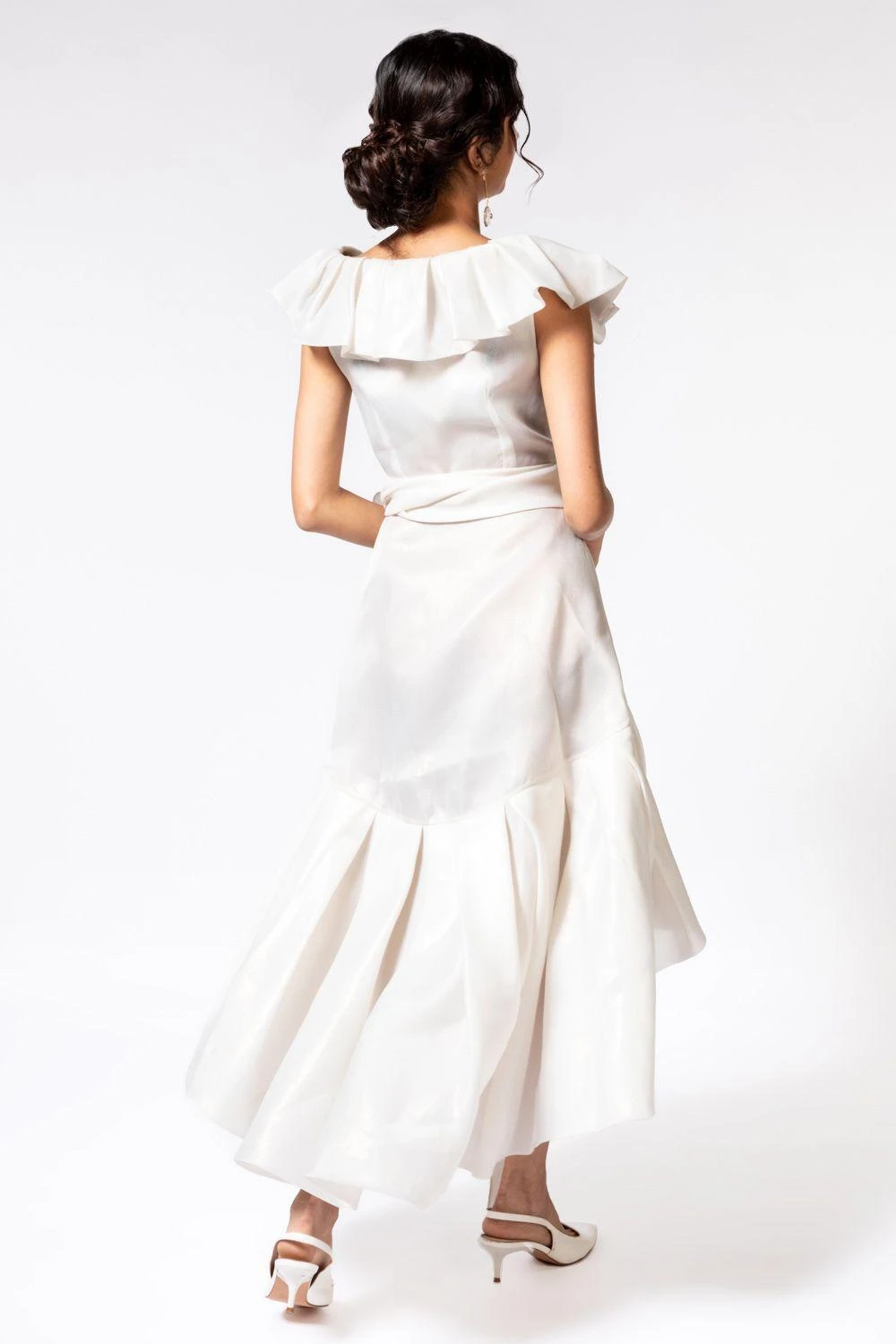 Gauri & Nainika Bubble Ivory Ruffle Wrap Dress 4 Gauri & Nainika Bubble Ivory Ruffle Wrap Dress - Image 4