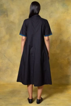 Bodice Blue V-neck Hand Bound Pleated Dress -Inca Clothing Shop 11423bo8 5