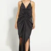 431-88 By Shweta Kapur Black Satin Slip Dress