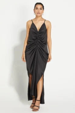 431-88 By Shweta Kapur Black Satin Slip Dress
