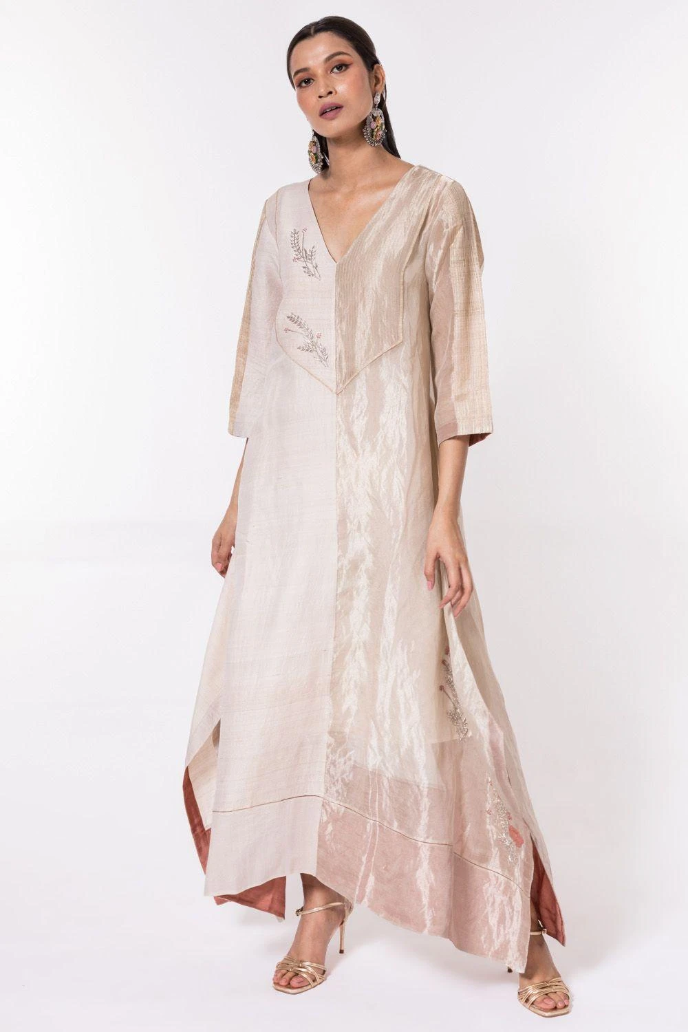 Bodhi Tree Ivory Half & Half Embroidered Kaftan Dress 1 Bodhi Tree Ivory Half & Half Embroidered Kaftan Dress