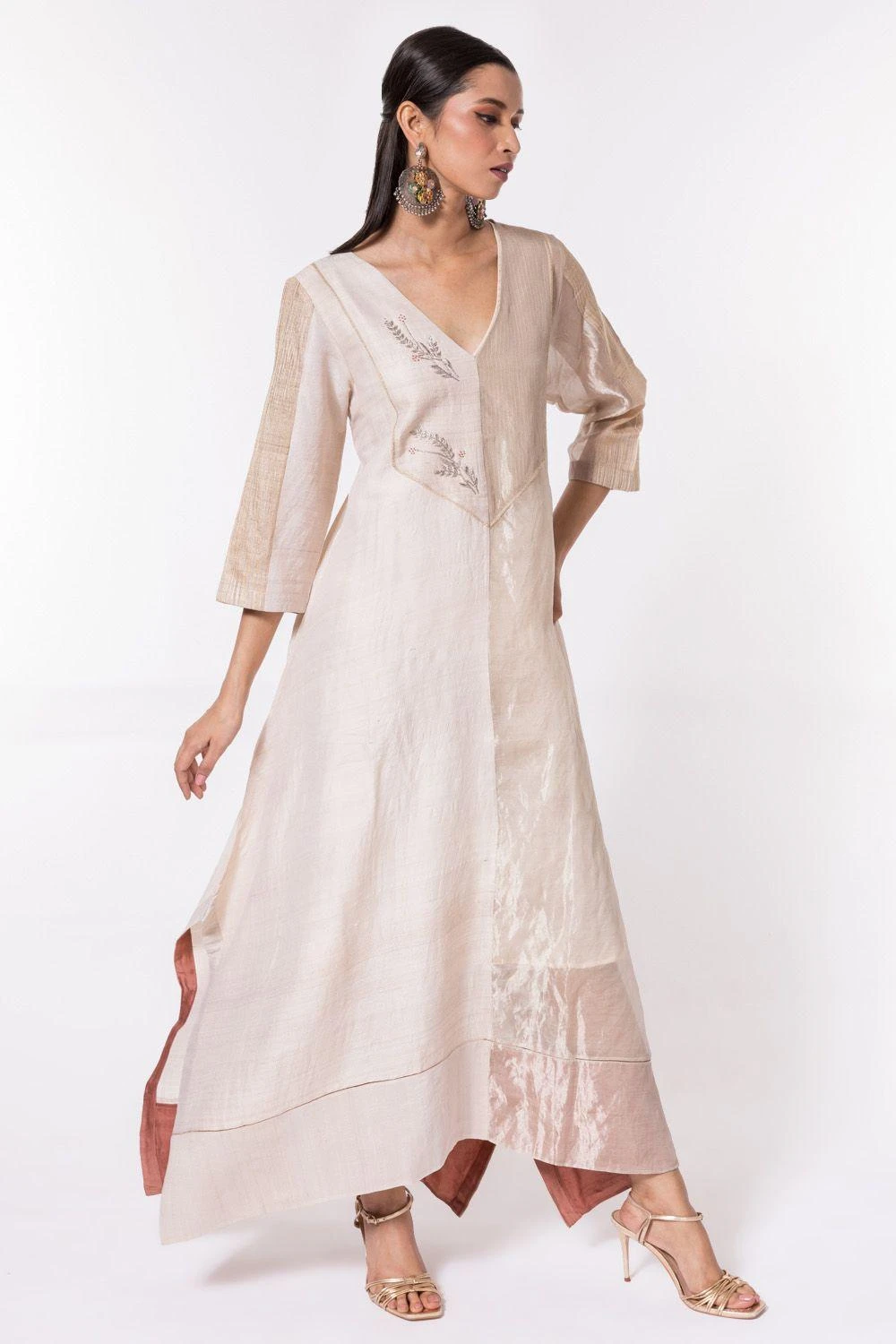 Bodhi Tree Ivory Half & Half Embroidered Kaftan Dress 2 Bodhi Tree Ivory Half & Half Embroidered Kaftan Dress - Image 2