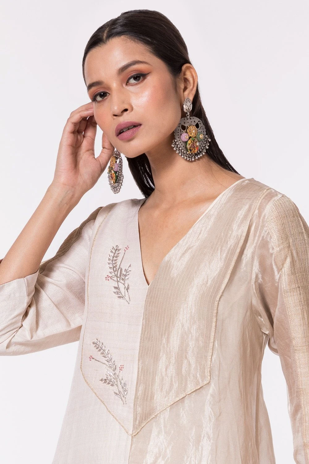Bodhi Tree Ivory Half & Half Embroidered Kaftan Dress 4 Bodhi Tree Ivory Half & Half Embroidered Kaftan Dress - Image 4