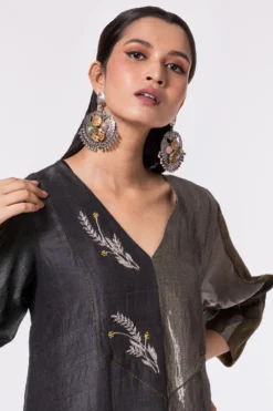 Bodhi Tree Charcoal Half & Half Kaftan Dress -Inca Clothing Shop 124bt20 4