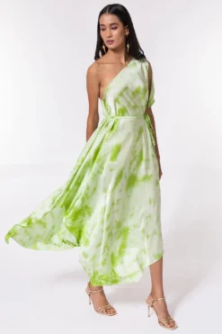 Stephany Green Fold Dyed One Shoulder Dress -Inca Clothing Shop 124stp3 3