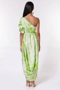Stephany Green Fold Dyed One Shoulder Dress -Inca Clothing Shop 124stp3 5