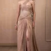 Tarun Tahiliani Rose Gold Sculpted Draped Dress