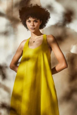 Khara Kapas Lime Yellow Sleeveless Dress -Inca Clothing Shop 12923kk32 4
