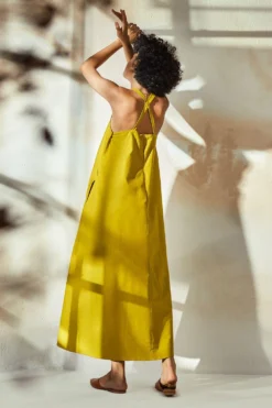Khara Kapas Lime Yellow Sleeveless Dress -Inca Clothing Shop 12923kk32 5