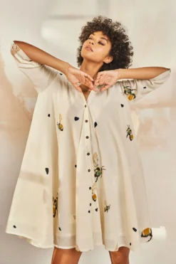 Khara Kapas Bee Printed Shirt Dress -Inca Clothing Shop 12923kk8 4