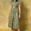 GRAINE Olive Green Cutout Dress