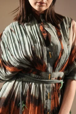 Nikita Mhaisalkar Powder Blue Butterfly Printed Pleated Dress 10 Nikita Mhaisalkar Powder Blue Butterfly Printed Pleated Dress -Inca Clothing Shop 131023nmw31 5