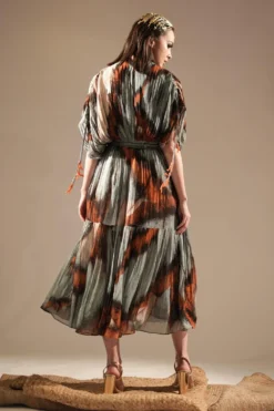 Nikita Mhaisalkar Powder Blue Butterfly Printed Pleated Dress 11 Nikita Mhaisalkar Powder Blue Butterfly Printed Pleated Dress -Inca Clothing Shop 131023nmw31 6