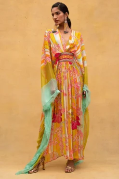 CAPISVIRLEO Multicoloured Chiffon Kaftan Dress 7 CAPISVIRLEO Multicoloured Chiffon Kaftan Dress -Inca Clothing Shop 132cp12 3