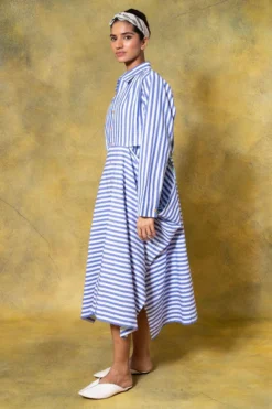 SavioJon Blue Striped Cutout Dress 7 SavioJon Blue Striped Cutout Dress -Inca Clothing Shop 13423sj9 3