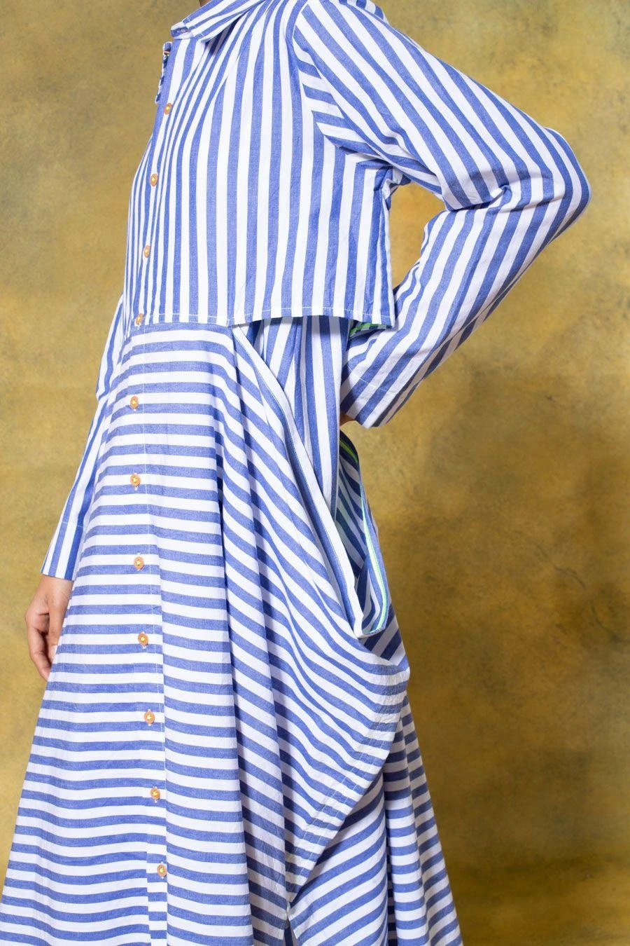 SavioJon Blue Striped Cutout Dress 4 SavioJon Blue Striped Cutout Dress - Image 4