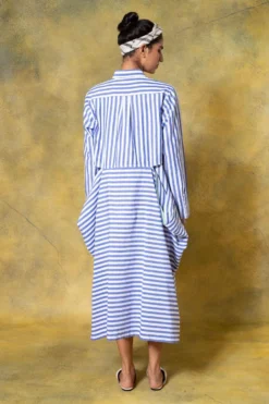 SavioJon Blue Striped Cutout Dress 9 SavioJon Blue Striped Cutout Dress -Inca Clothing Shop 13423sj9 5