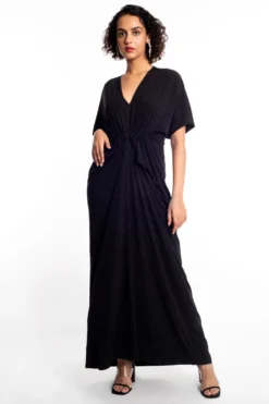 431-88 By Shweta Kapur Black Ruched Dress