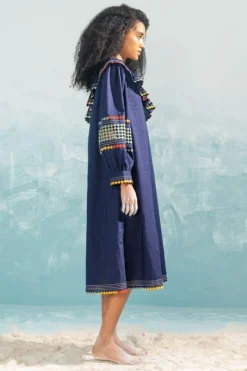Ikai Navy Multi Applique Off Shoulder Dress -Inca Clothing Shop 1411ik53 4