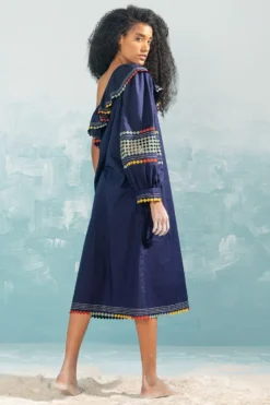 Ikai Navy Multi Applique Off Shoulder Dress -Inca Clothing Shop 1411ik53 5
