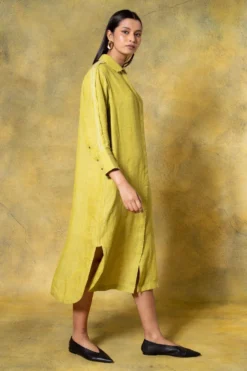 Divyam Mehta Green Buttoned Down Midi Dress -Inca Clothing Shop 14423dm7 3