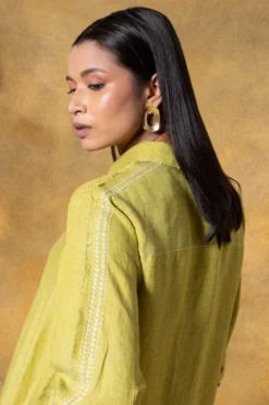 Divyam Mehta Green Buttoned Down Midi Dress -Inca Clothing Shop 14423dm7 4