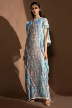Abhishek Sharma Psychedelic Asymmetrical Draped Dress