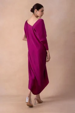 Inca Luxurious Plum Asymmetric Ruched Dress -Inca Clothing Shop 15124inca1 5