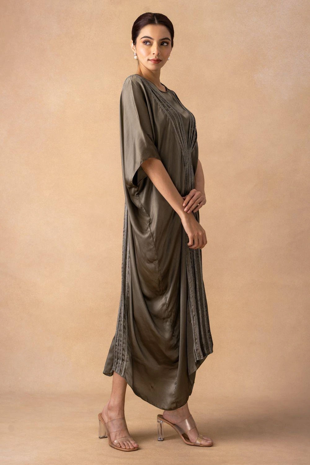 Inca Sleek Grey Corded Kaftan Dress 3 Inca Sleek Grey Corded Kaftan Dress - Image 3