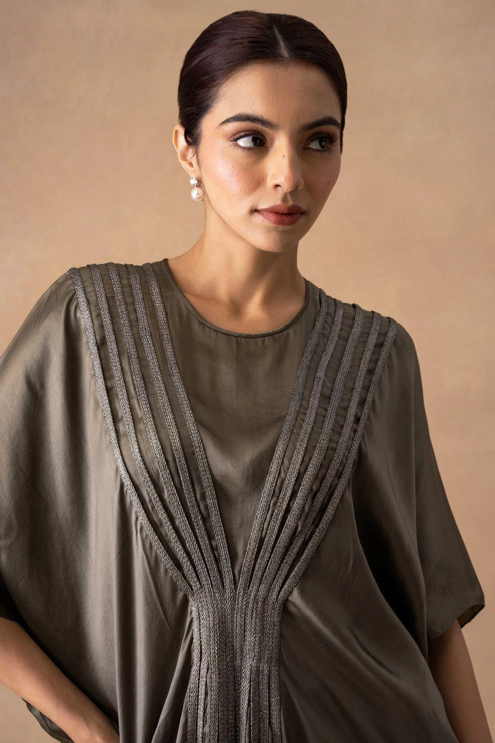 Inca Sleek Grey Corded Kaftan Dress 4 Inca Sleek Grey Corded Kaftan Dress - Image 4